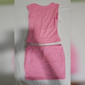 NEW 2 PIC SET. PICK SKIRT WITH BACKLESS TOP